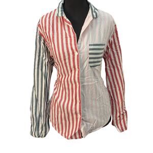 Victoria's Secret Color Block Striped Button Up | Women's S